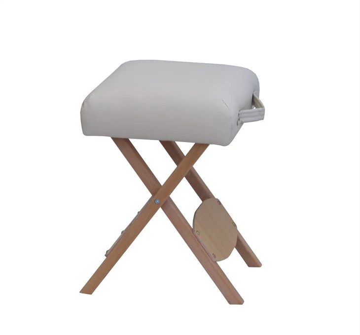 Burgundy PU Massage Wooden Stool
