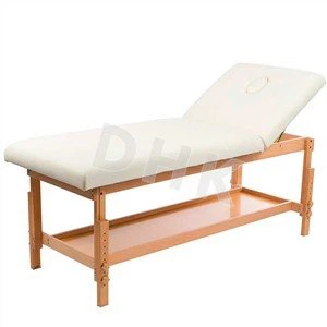 Stationary Wooden Massage Bed With Backrest